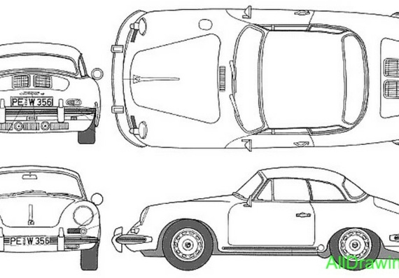 Porsche 356 B (Порше 356 Б) - чертежи (рисунки) автомобиля